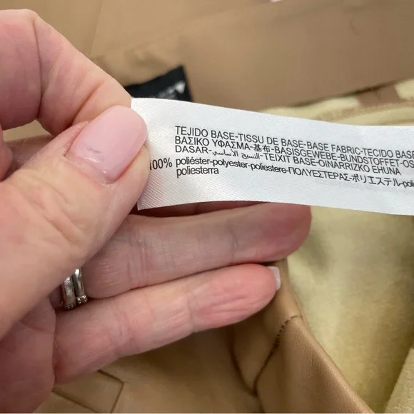 Zara Faux Leather Stretch Pants Large Camel - Picture 7 of 16